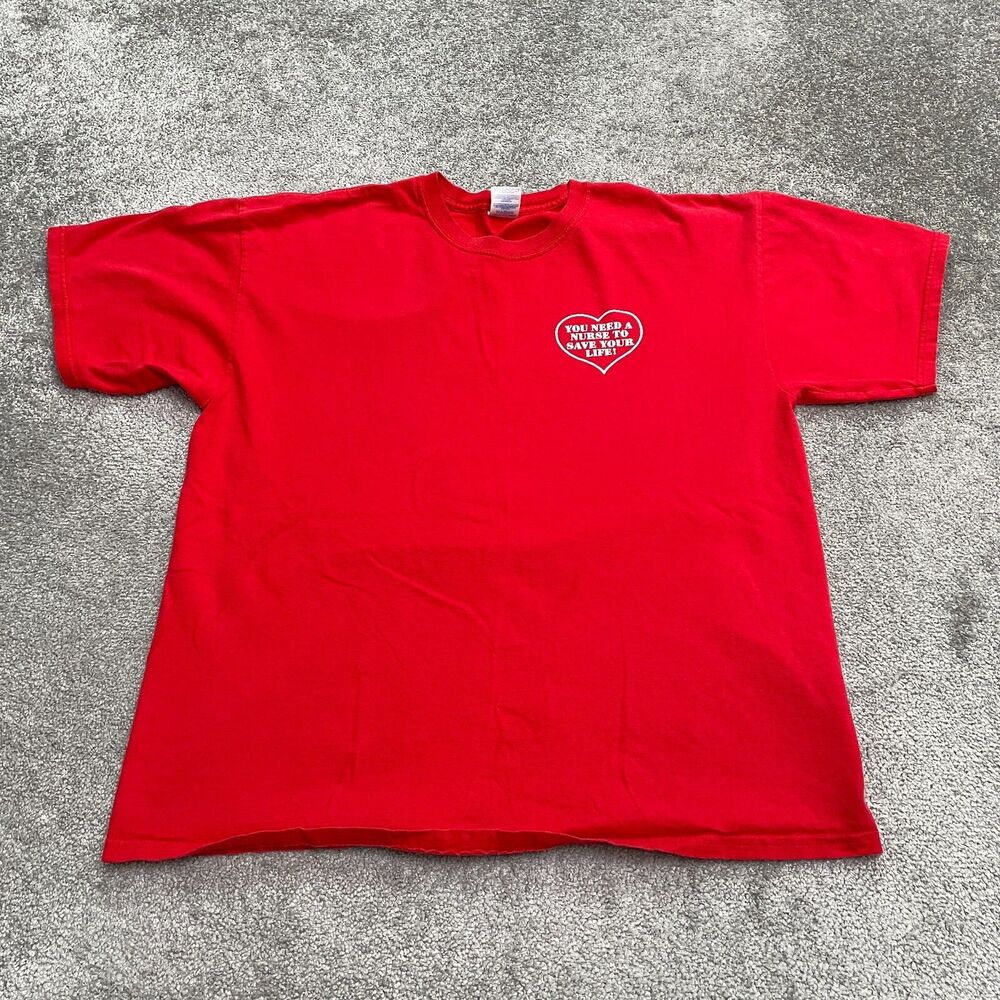 Gildan Ultra Cotton T-Shirt Men XL Red Crew Neck Short Sleeve Casual Graphic Tee